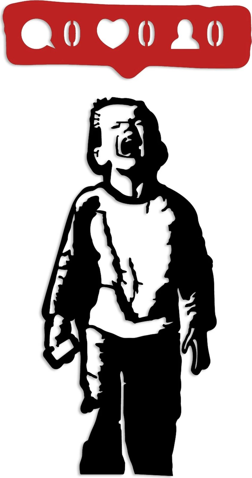 Aksesor dekorativ metalik për mur, Wallity, Banksy Metal 05