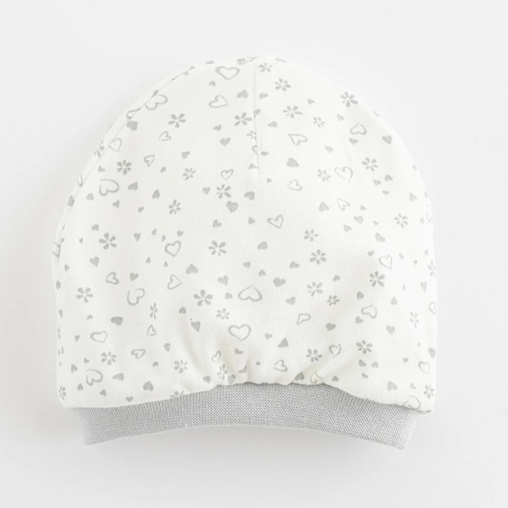 kapuç bebe, New Baby, Hearts, pambuk 100%, madhësi 68/74, gri