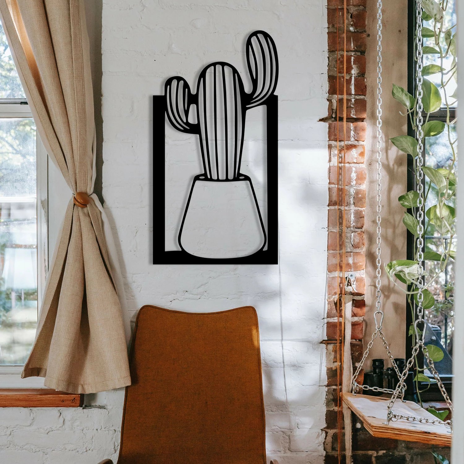 Aksesor dekorativ metalik për mur, Wallity, Mülhem, ngjyrë e zezë, 27x50cm