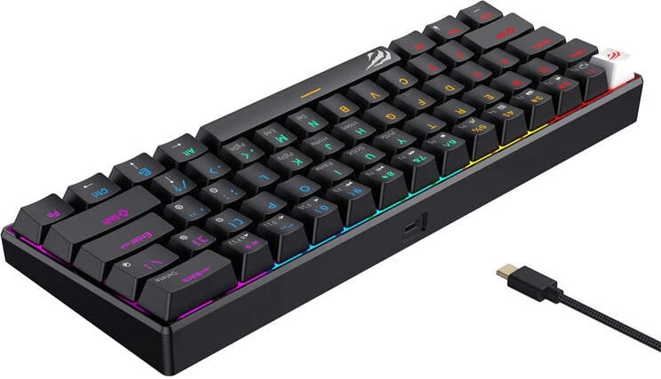 Tastierë mekanike Havit KB903L me kabllo, 61 taste, RGB, e zezë