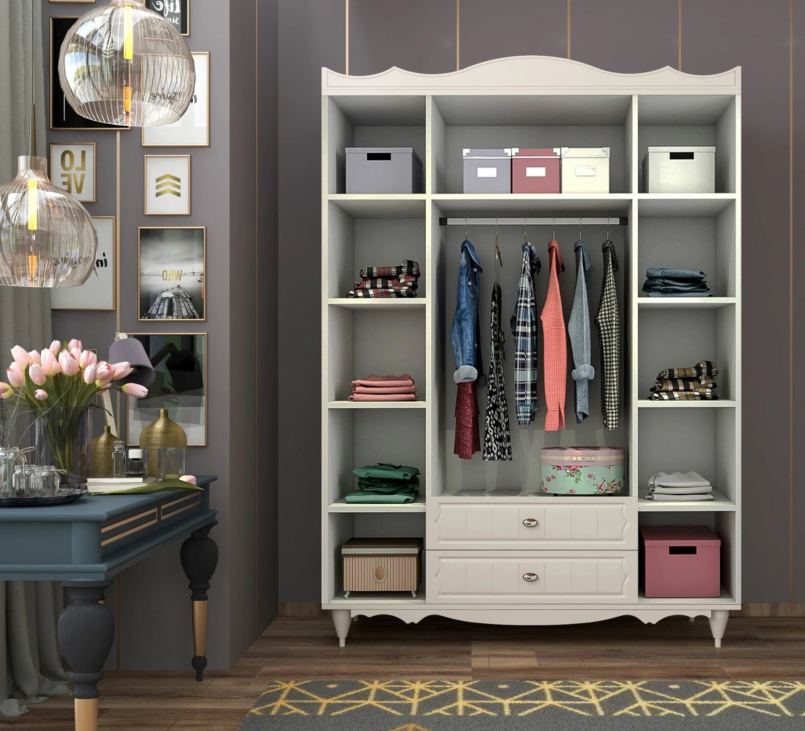 Dollap Skye Decor, ngjyrë e bardhë mat, RB-048