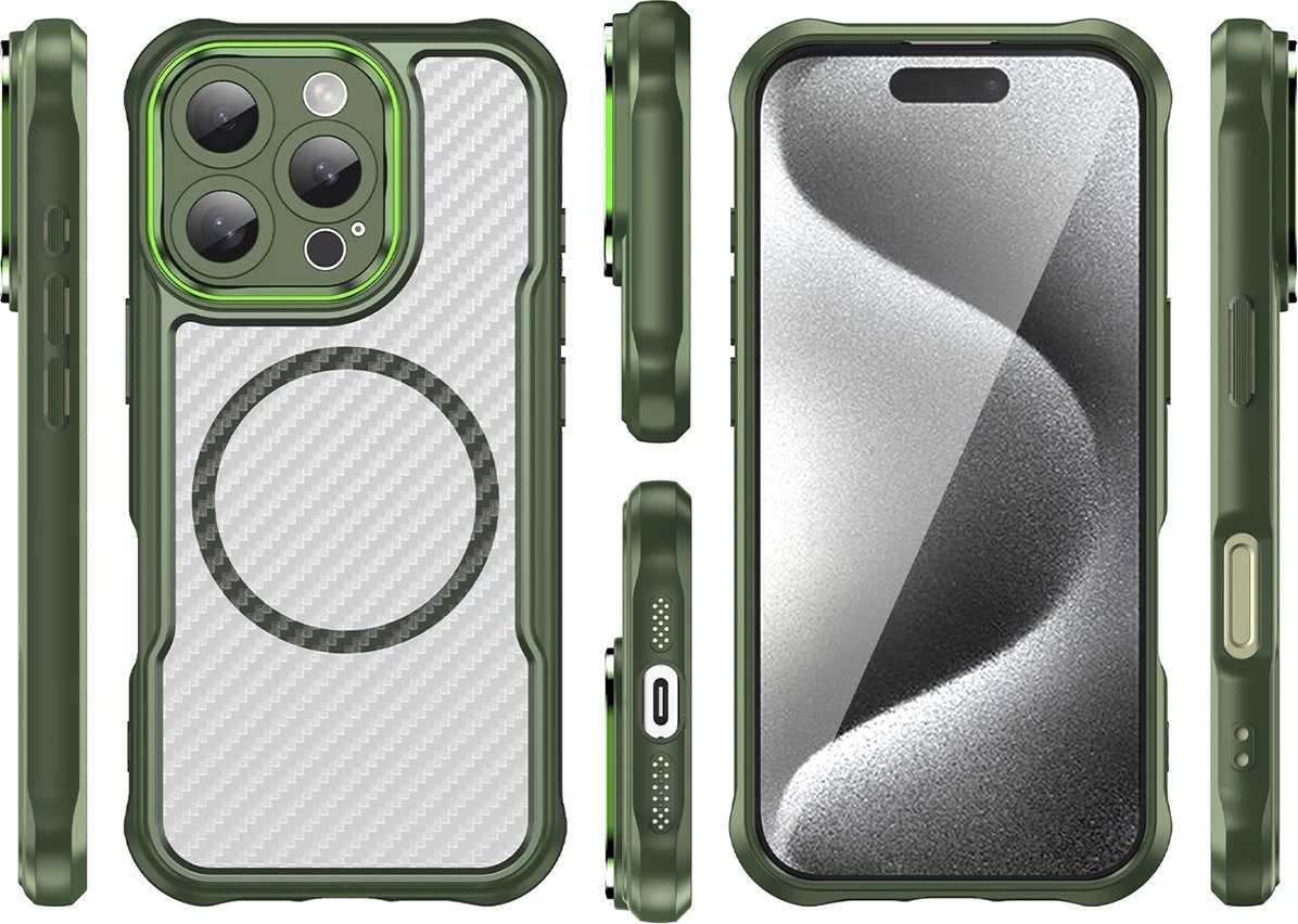 Mbështjellës Hurtel Leading Series MagSafe për iPhone 16 Pro, TPU, i gjelbër