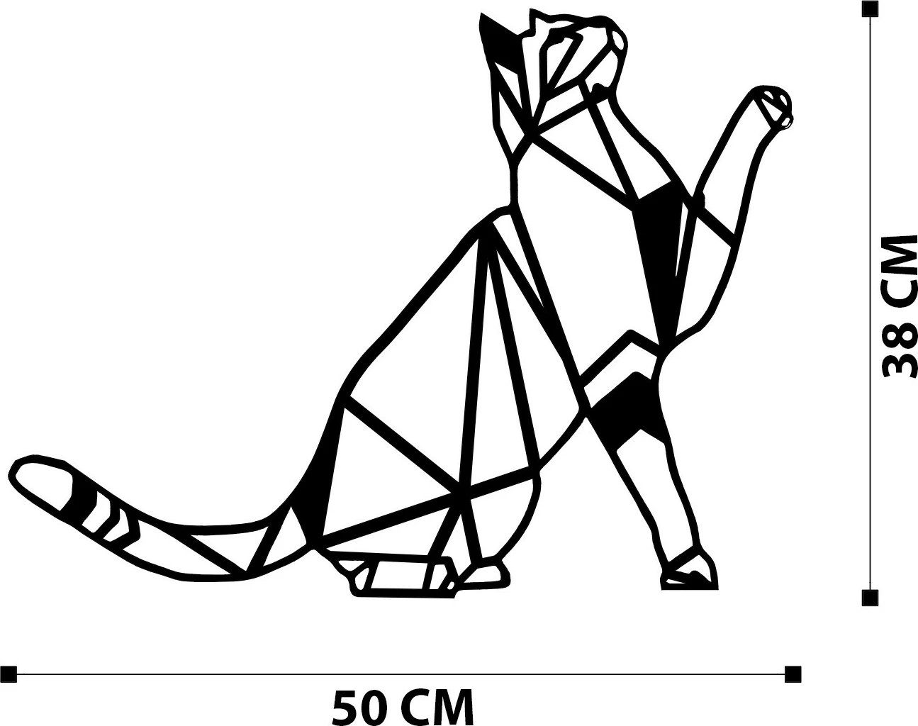 Dekor metalik për mur, mace, Wallity, ngjyrë e zezë, 51x36cm
