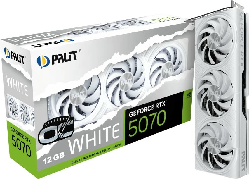 Kartelë grafike Palit RTX 5070 OC 12GB GDDR7 e bardhë