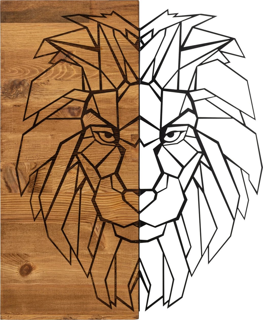 Aksesor dekorativ prej druri për mur, Wallity, Kıng1, ngjyrë e zezë dhe arre, 47.5x58cm