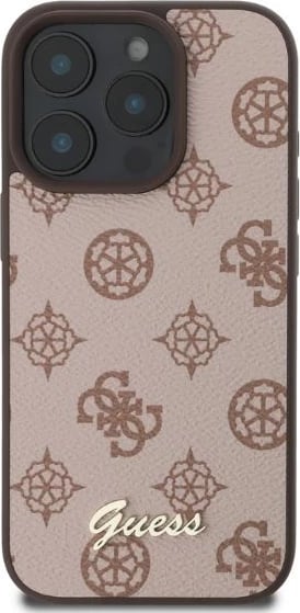 Mbështjellës Guess Peony Script MagSafe për iPhone 16 Pro, Kafe
