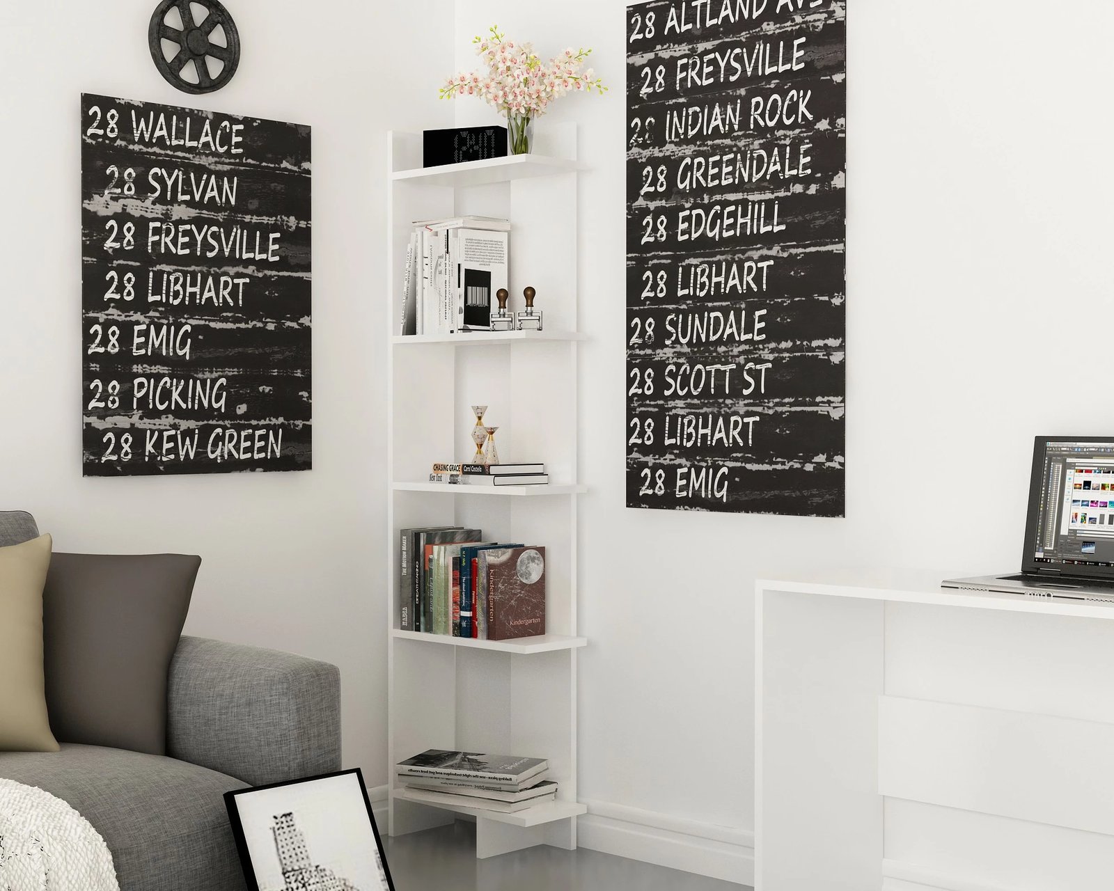 Raft librash Hanah Home, Als, i bardhë