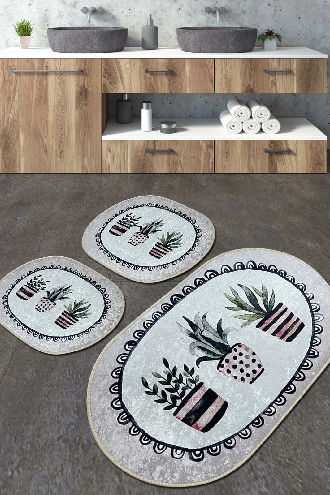 Set tapetash për banjo, 3 copë, Mijölnir, Guipure Djt, shumëngjyrëshe