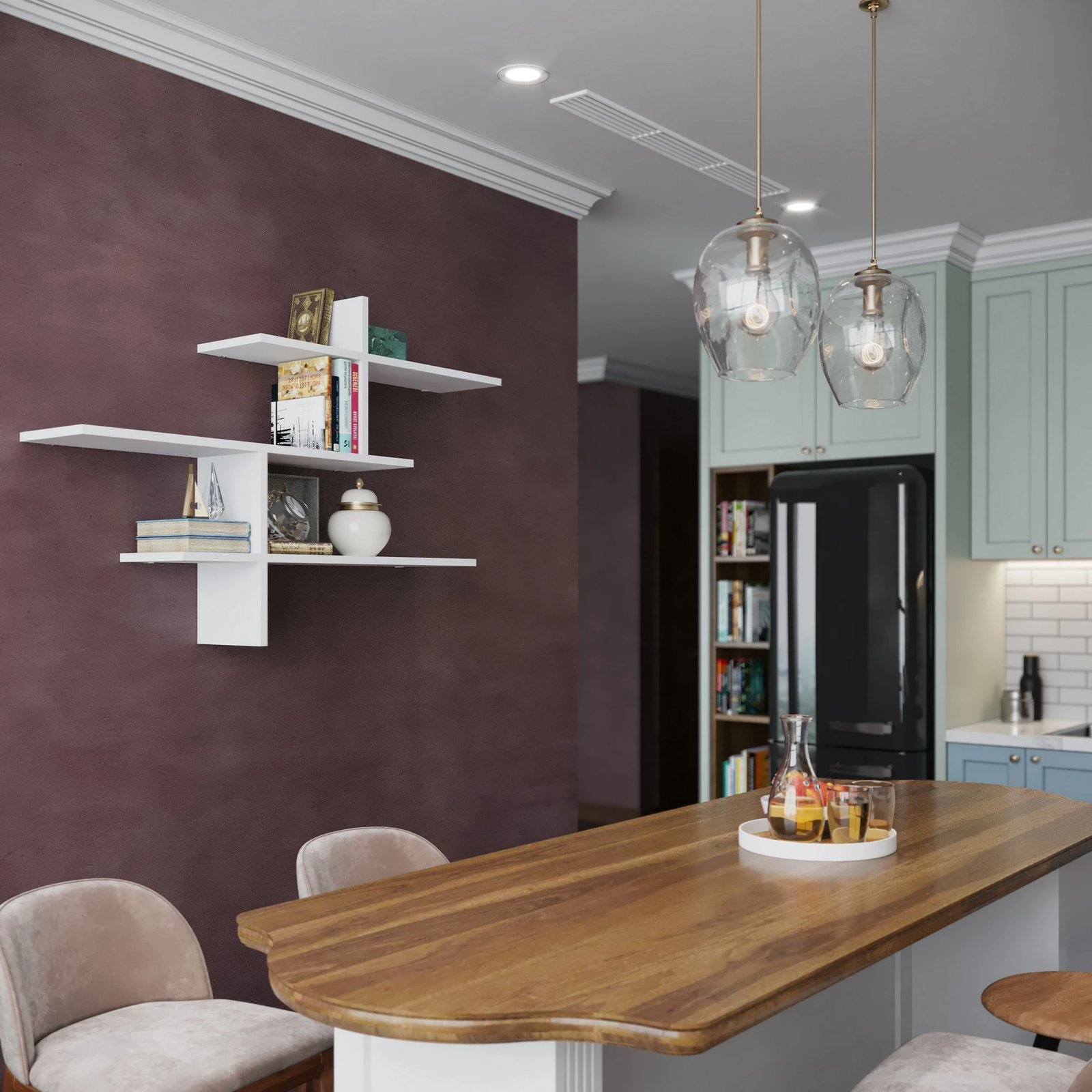 Raft muri Skye Decor, Leo, i bardhë