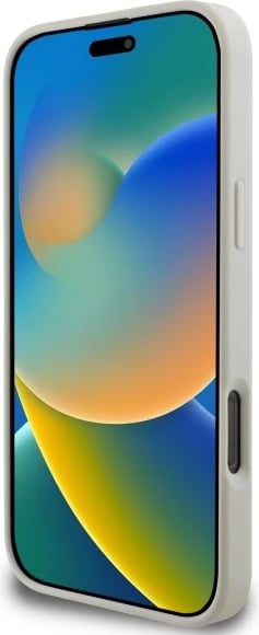 Mbështjellës Guess Grained Ring MagSafe për iPhone 16 Pro Max, Bezhe