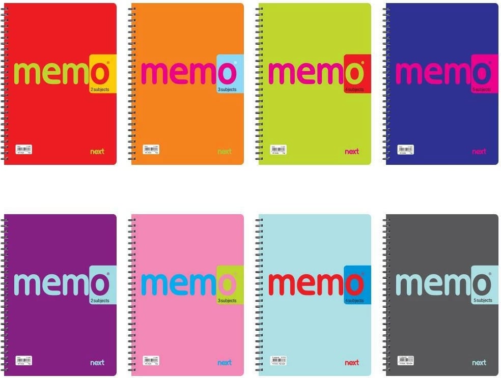 Fletore spirale Next memo 21x29cm, 4 tema, 8 ngjyra