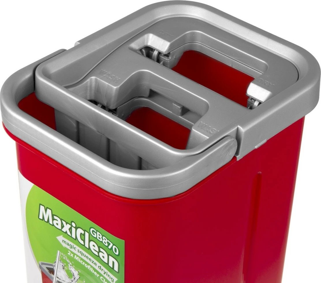 Set pastrimi GreenBlue MaxiClean GB870 me mop të sheshtë, kovë dhe 2 shtresa mikrofibre, Kuqe