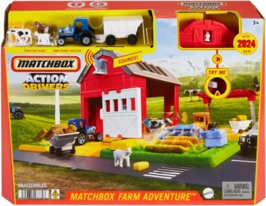 Set lodrash Matchbox Farm Set Animals Tractor Sound, me traktor, kafshë ferme dhe tinguj, shumëngjyrësh