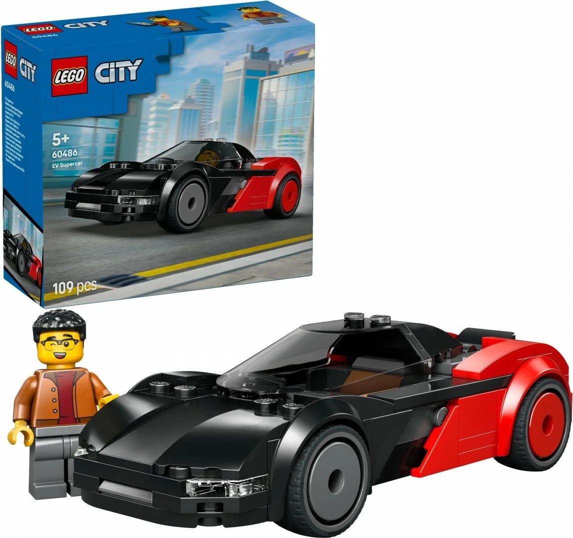 Set blloqe LEGO City 60486 superveturë elektrike, 109 pjesë, e kuqe/zezë