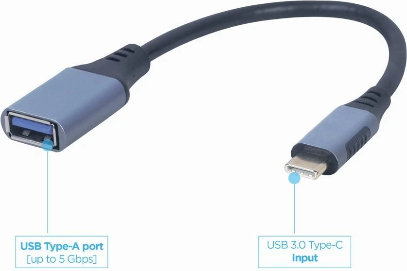 Adapter OTG USB‑C në USB‑A, Gembird A-USB3C-OTGAF-01, 15 cm, USB 3.0, e zezë