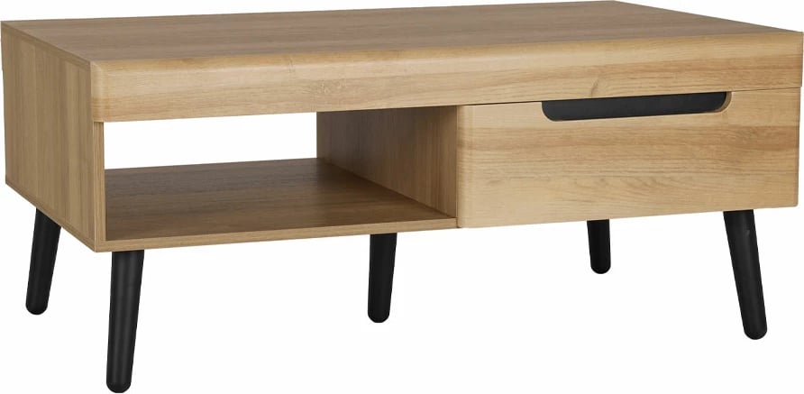 Tavolinë kafeje Grif, 2 sirtarë, ngjyrë natyrale/zezë, 107x67x46cm