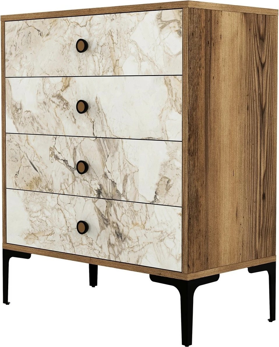 Komodë Hanah Home, Lizbon 538, ngjyrë arrë dhe e bardhë