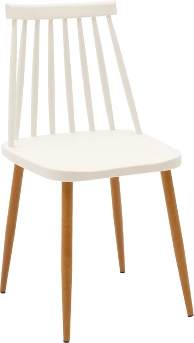 Tavolinë me karrige, 5 pjesë, ngjyrë bardhë-natyrale, D80x73cm