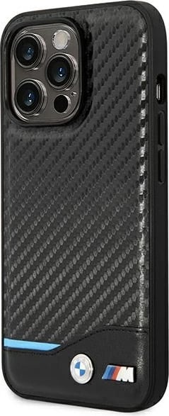 Mbështjellës BMW Leather Carbon për iPhone 14 Pro 6.1", i zi