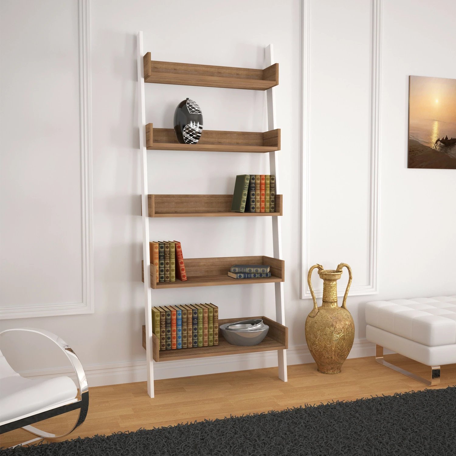 Raft librash Hanah Home, ngjyrë lisi e errët