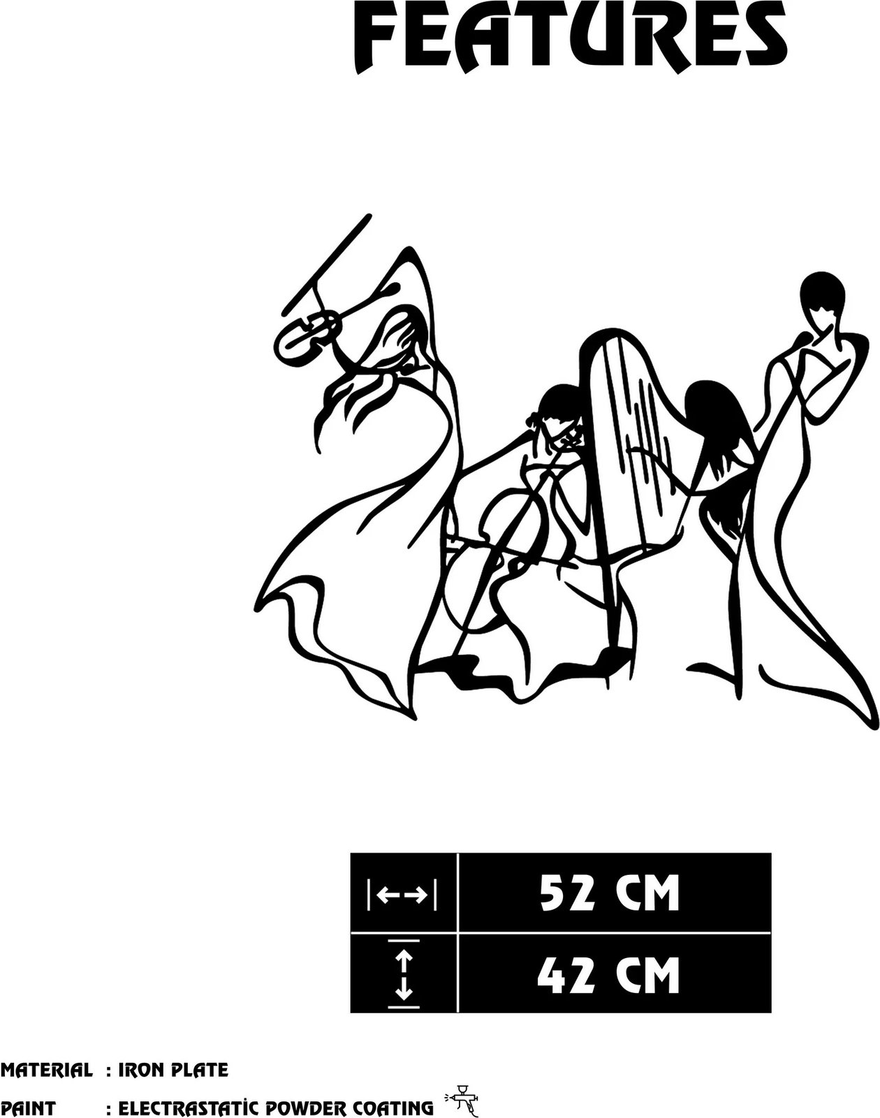 Aksesor dekorativ metalik për mur Wallity, Alba S