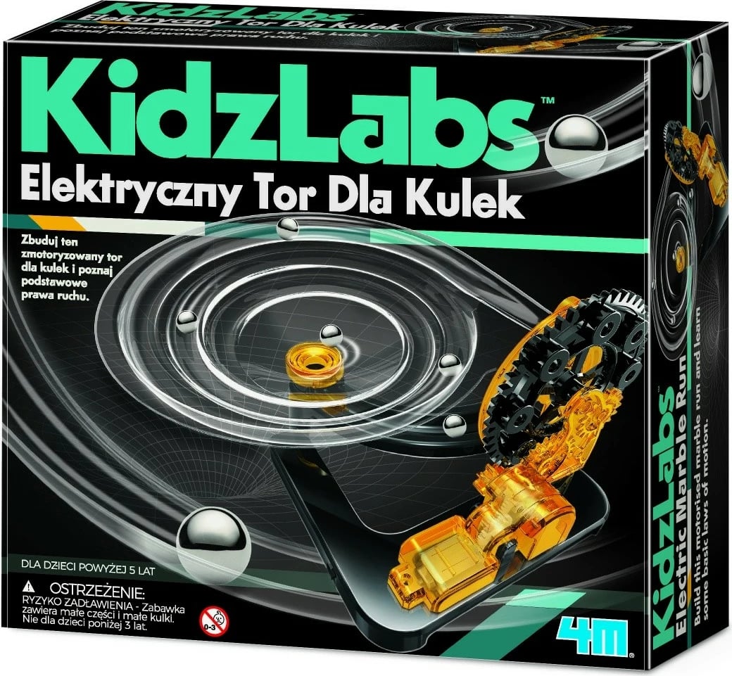 Set ndërtimi pistë topash elektrik, 4M KidzLabs 00-03456, motor elektrik, plastikë, punon me bateri AAA, moshat 5+