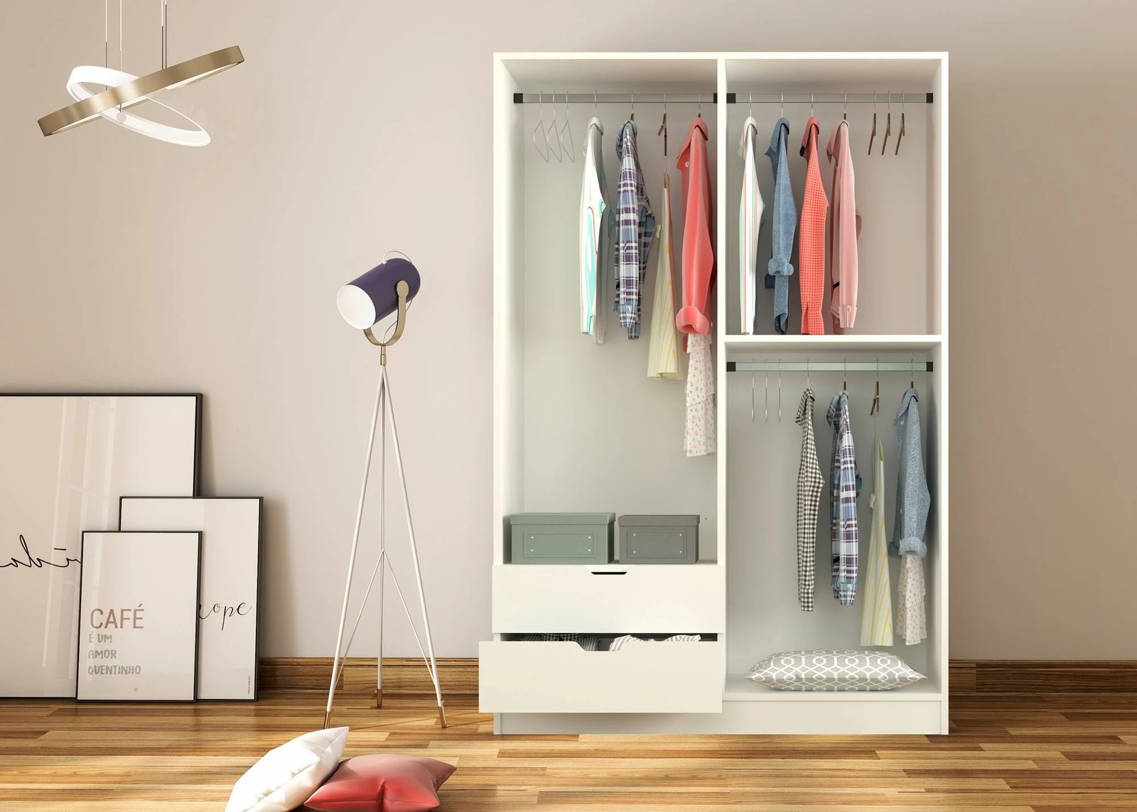 Dollap Skye Decor, RB-156, ngjyrë e bardhë mat, 120x180x45cm