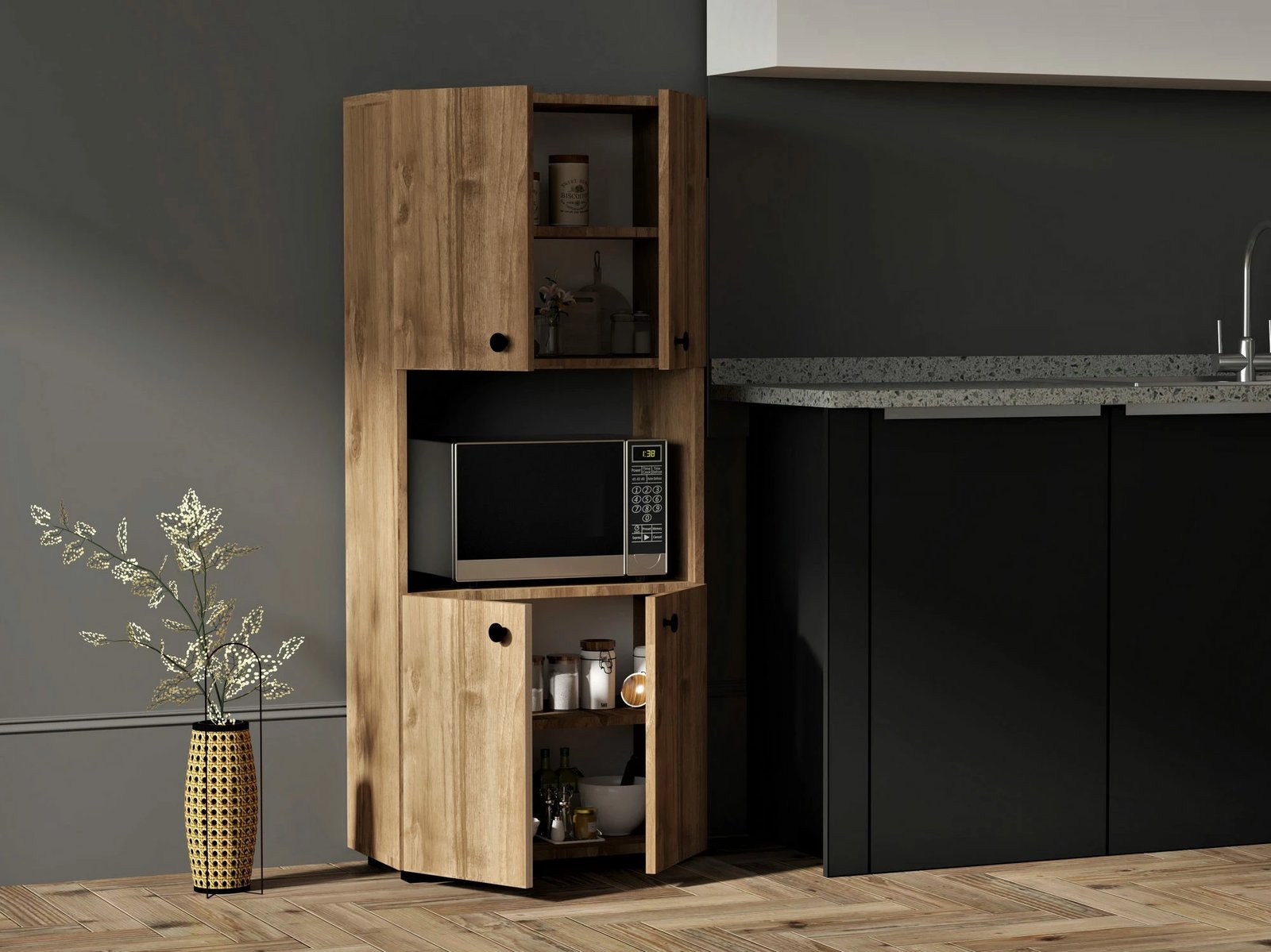 Dollap kuzhine Hanah Home, Efe, ngjyrë arre