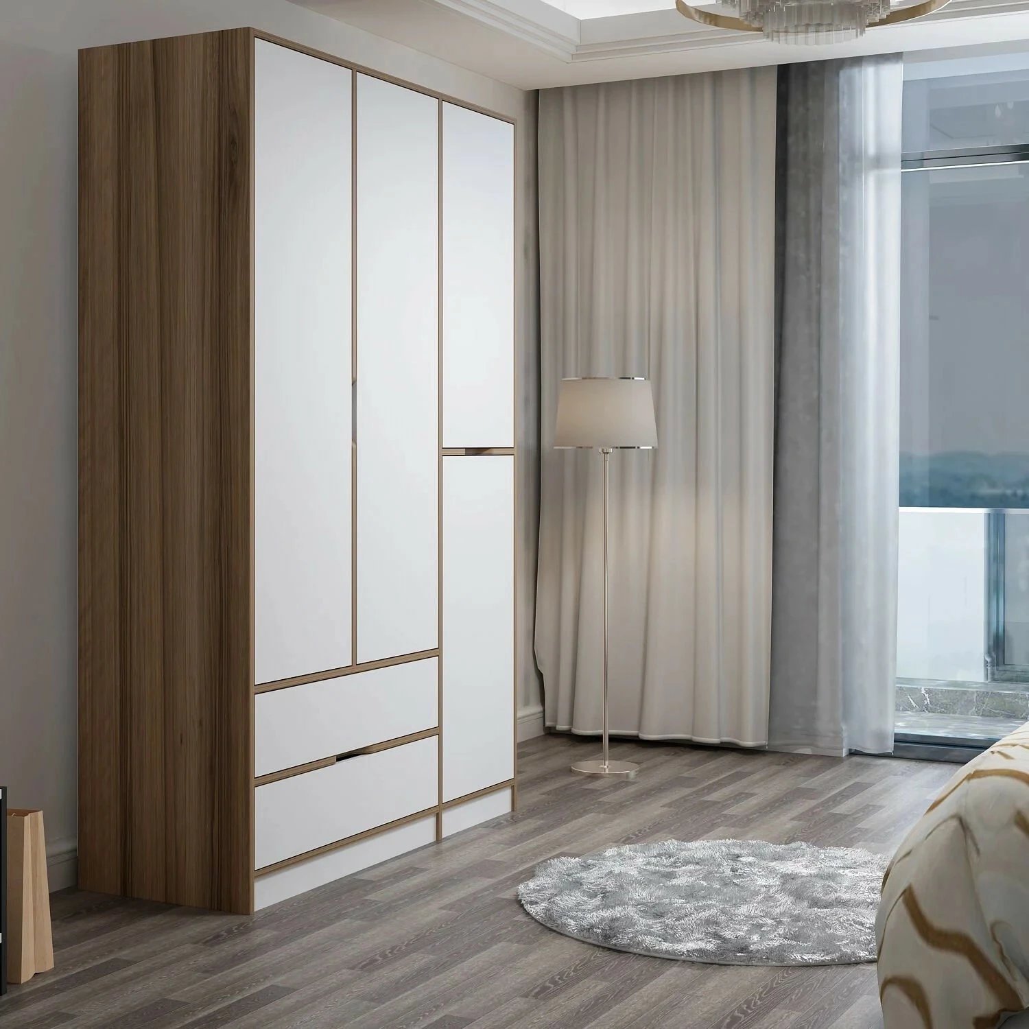 Dollap Hanah Home Elina, bardhë-dore, 140x208x52cm