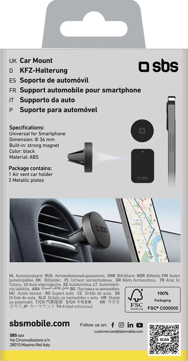 Mbajtës magnetik për celular SBS TESUPPUNIVAIRMAG, për ventilator të ajrit, i zi Mbajtës magnetik për celular SBS TESUPPUNIVAIRMAG, për ventilator të ajrit, i zi