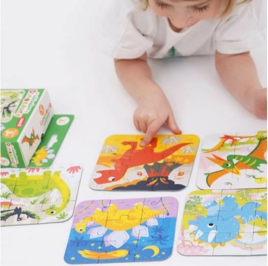 Puzzle CzuCzu I Arrange Dinosaurs, 45 pjesë, për fëmijë, shumëngjyrësh, set 5 copë