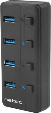 Hub USB Natec Mantis 2, 4 porta, USB 3.0, me switch dhe furnizim rryme, i zi