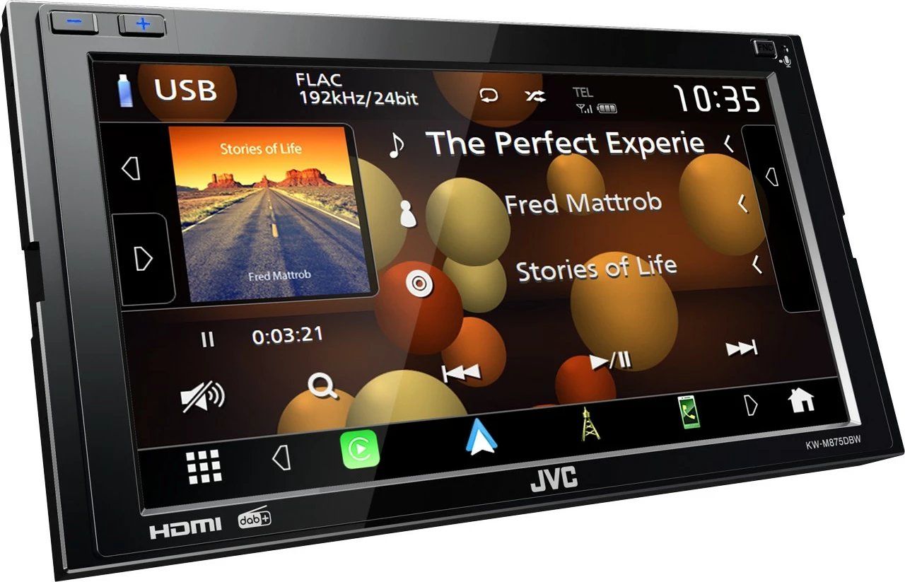Media player JVC KW-M875DBW, 2 DIN, 180W, 6.8 inç, e zezë