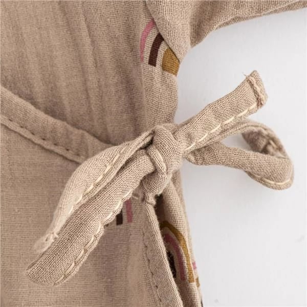 Body bebe, New Baby Rainbow, muslin 100% pambuk, mëngë të gjata, lidhëse anësore, madhësia 80 (9-12 muaj), kafe