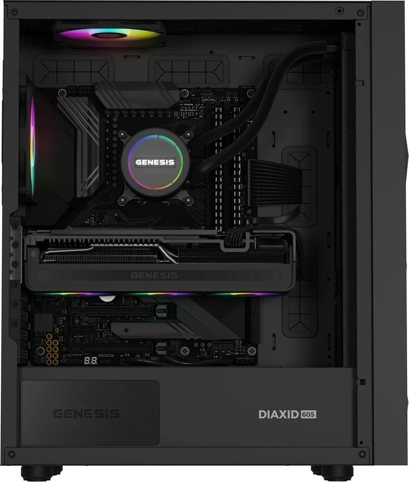 Sistem ftohës me lëng për kasë kompjuteri GENESIS NLG-2321, 3 ventilatorë, RGB, i zi