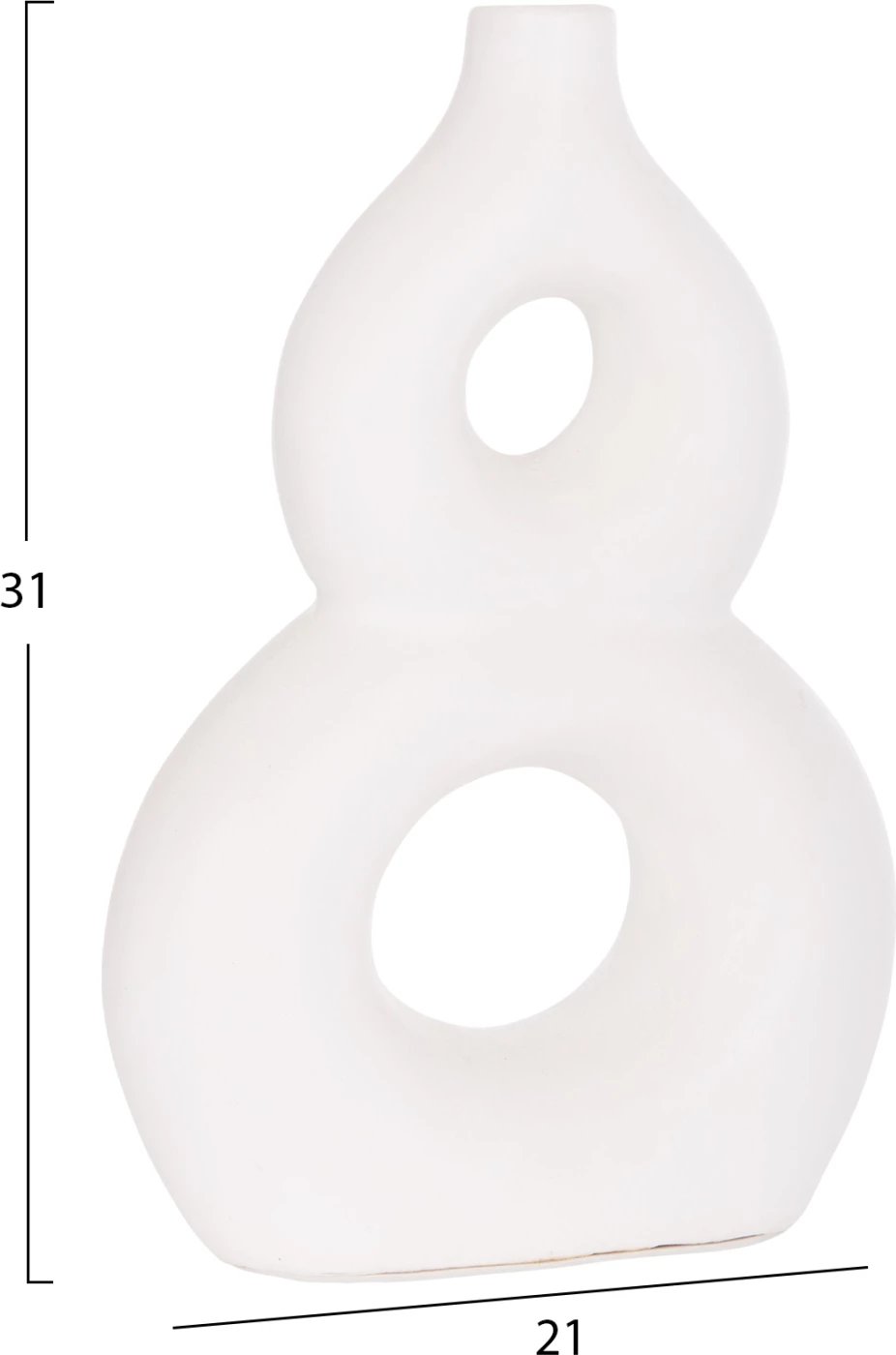 Vazo dekorative tavoline FIORIN, terrakotë e bardhë, FH4666.02S, 21x7.5x31cm