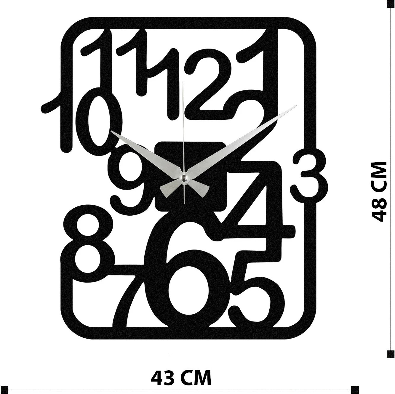 Orë muri dekorative prej metali, Wallity Enzoclock - S021, e zezë, 48x43cm