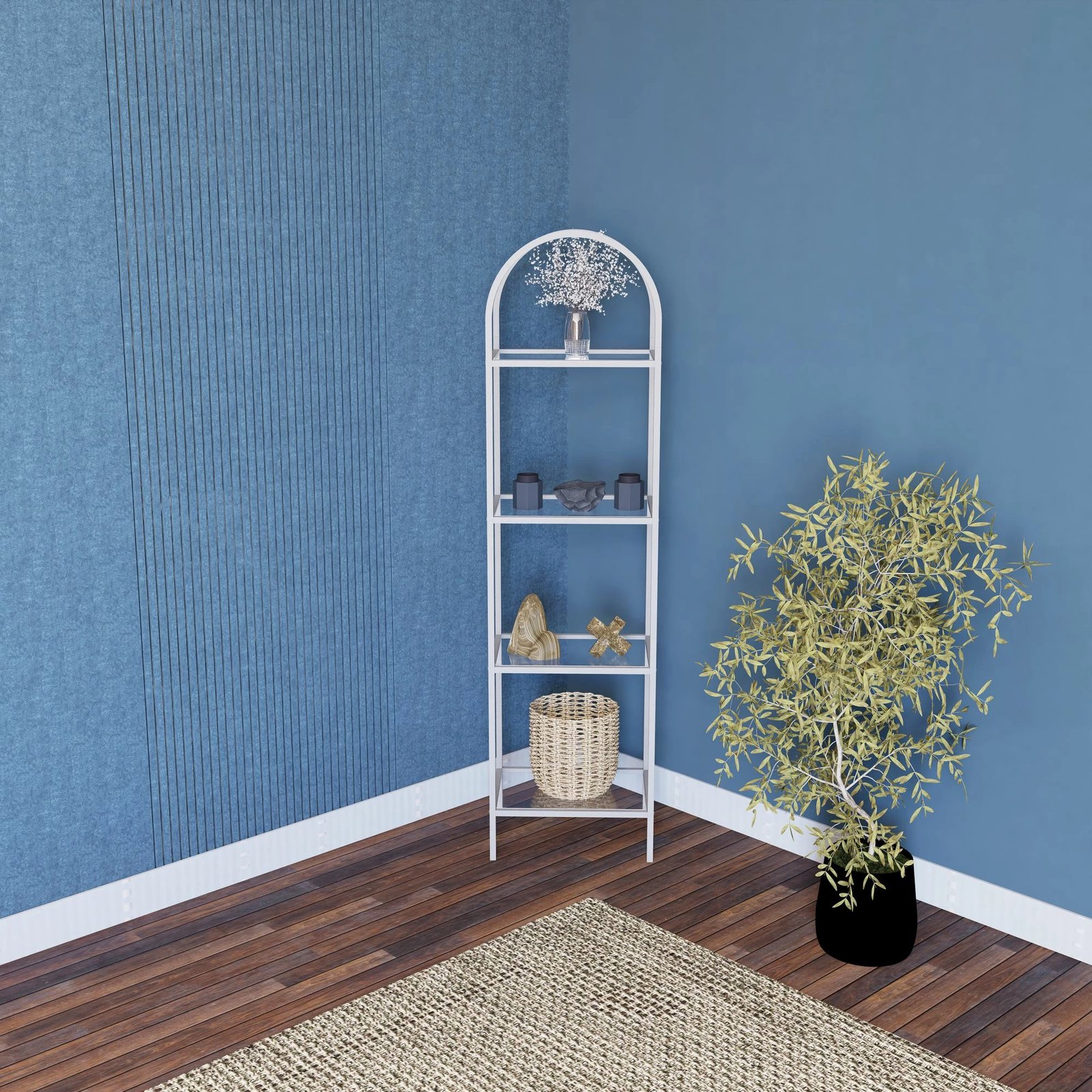 Raft librash Hanah Home, Mona 40, bardhë, fume