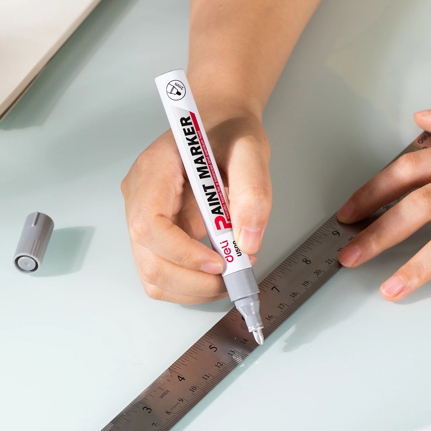 DELI PAINT MARKER SILVER 1/12 U500-SL