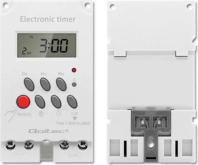 Programator kohe elektronik Qoltec PC0629, për shinë DIN, i bardhë