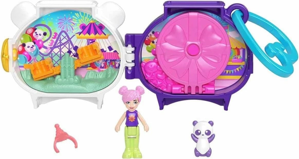 Set lodrash Polly Pocket Pet Connects me panda, Mattel, GYV99/HRD38, për fëmijë, bardhë/vjollcë