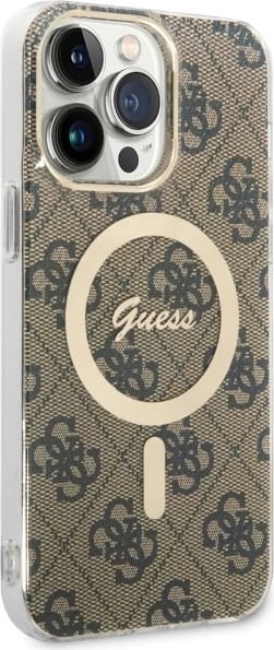 Mbështjellës Guess 4G MagSafe për iPhone 14 Pro Max 6.7", kafe