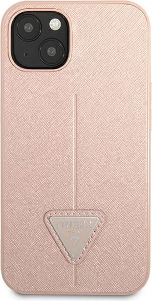 Mbështjellës Guess GUHCP14MPSATLP për iPhone 14 Plus 6.7", SaffianoTriangle Logo, Rozë