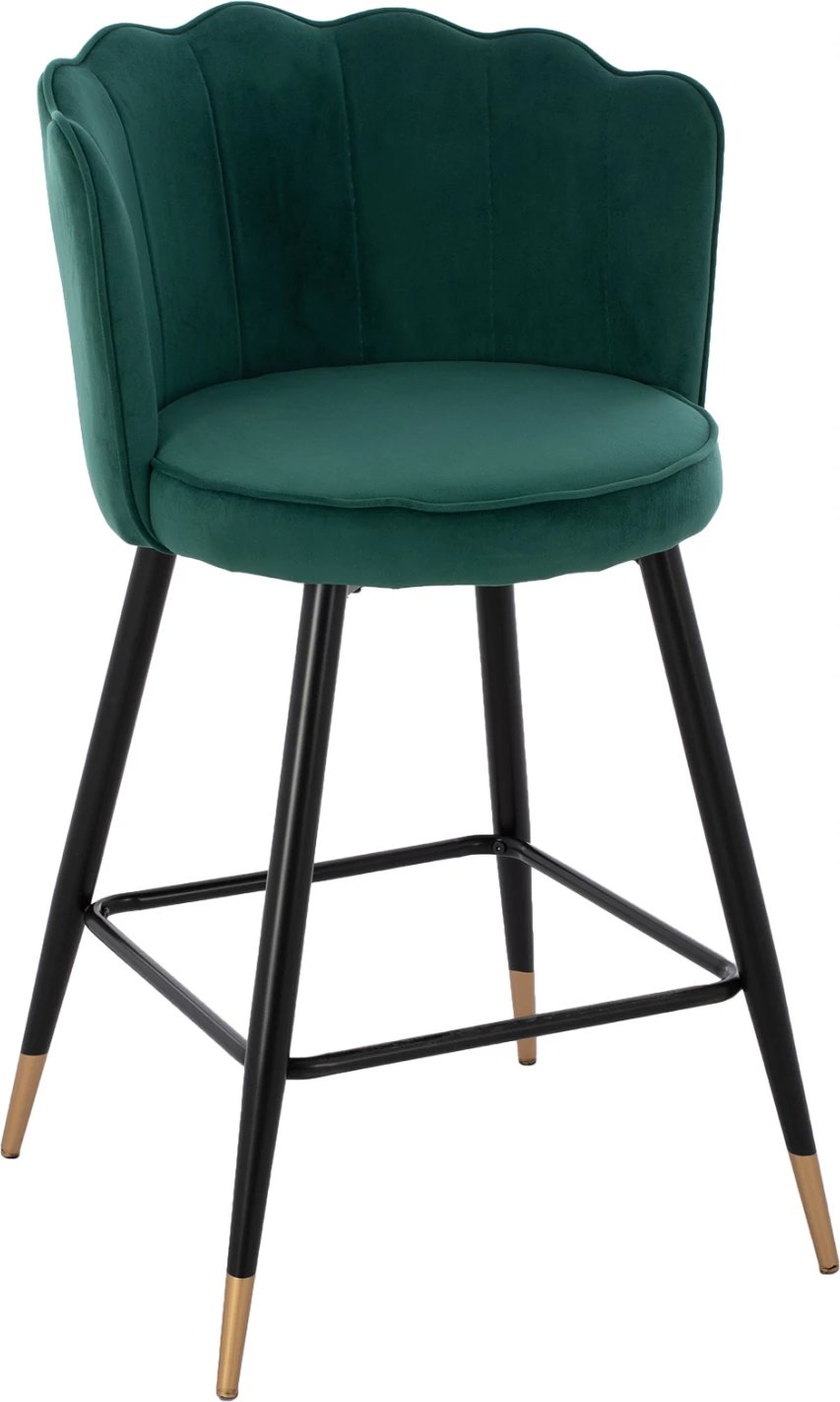 Karrige për bar mesatare, FH8736.03, kadife e gjelbër, kornizë metalike, 50x50x90 cm., set prej 2 copë