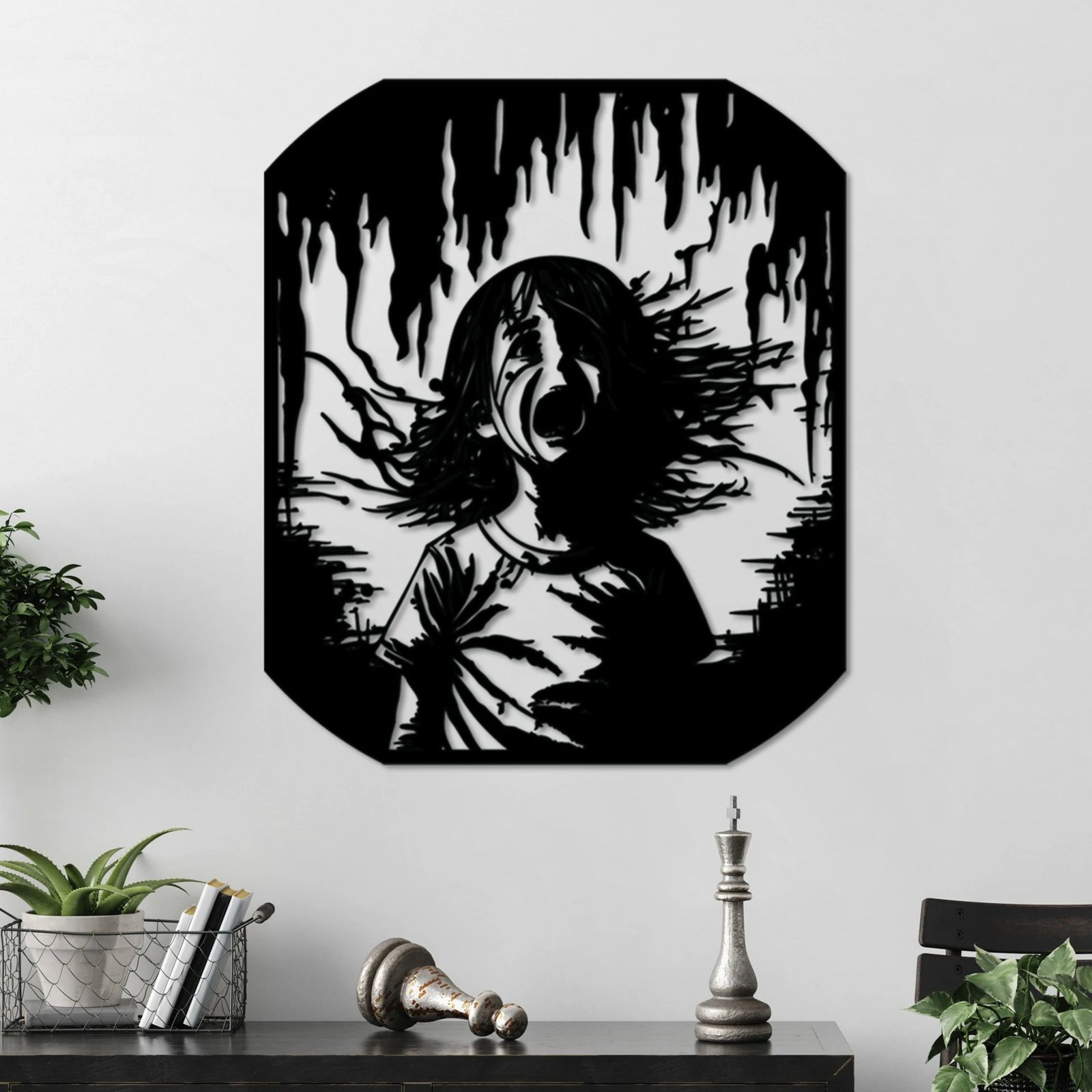 Aksesor dekorativ metalik për mur, Wallity Gaza, ngjyrë e zezë, 56x47cm