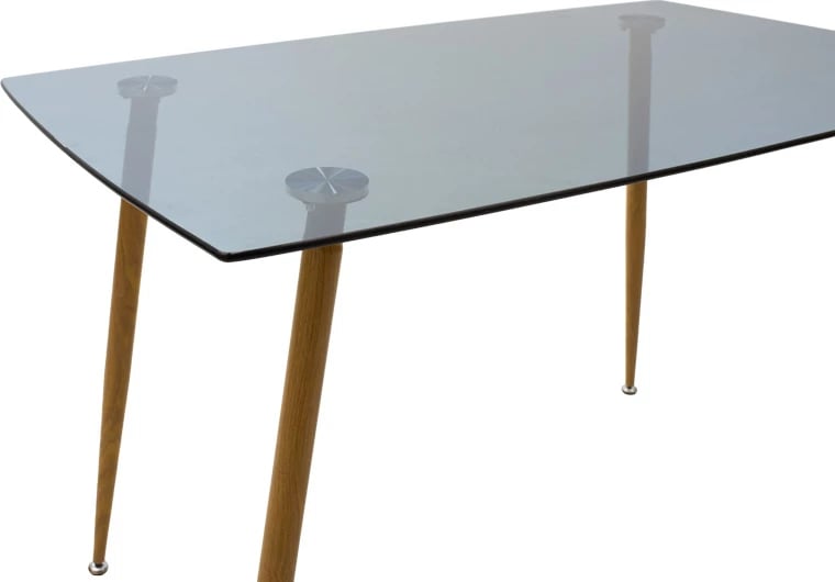 Set tavoline me karrige Chloe-Gaston, xham antracit 8mm, këmbë natyrale, 120x70x75cm, 5 copë