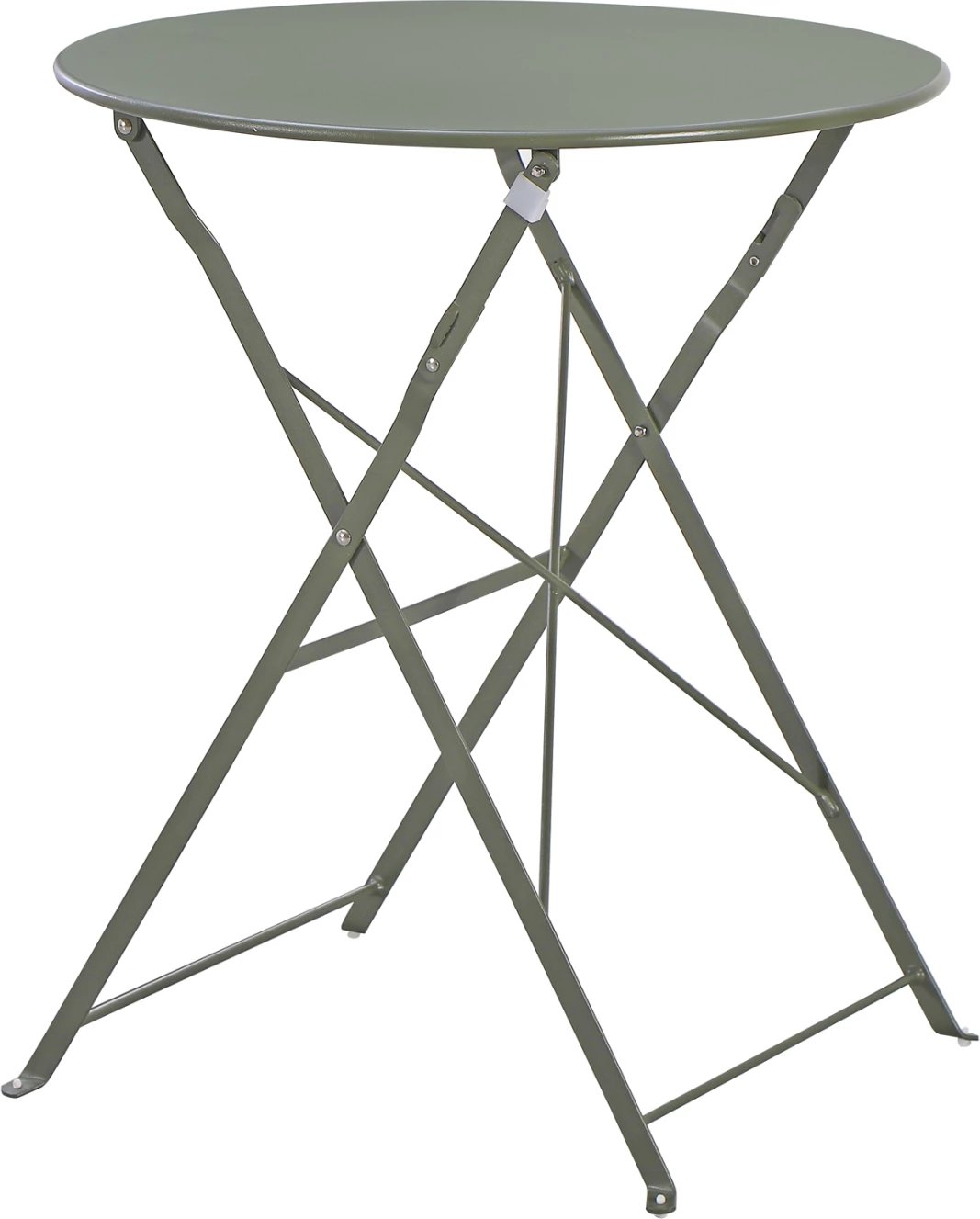 Tavolinë e rrumbullakët për jashtë, palosëse, metalike, ngjyrë ulliri e errët, SOPHIE FH6336.05, 60x70cm