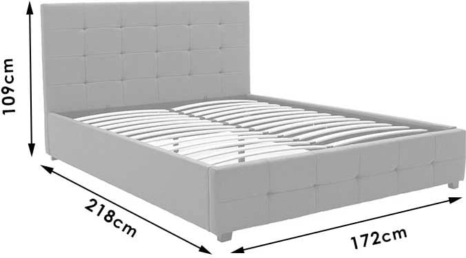 Krevat dopio Roi pu me hapsirë magazinimi, ngjyrë gri mat, 160x200cm