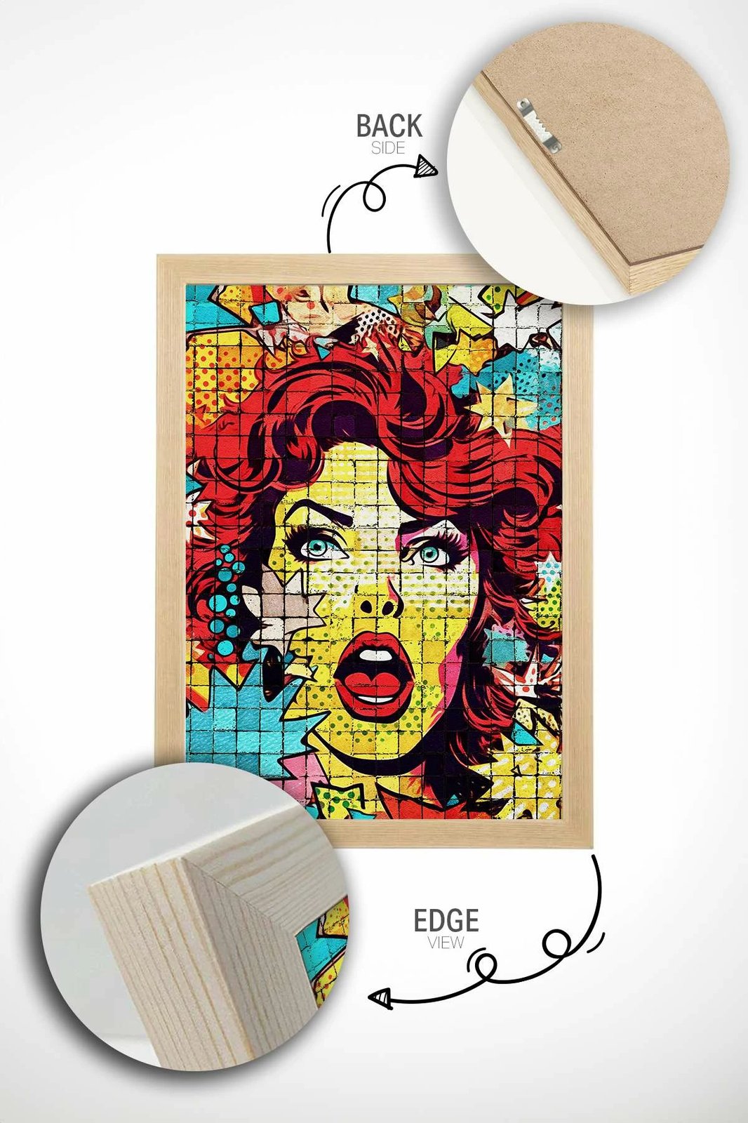 Pikturë dekorative me kornizë, Wallity Popmosaic20, shumëngjyrëshe, 33x48cm