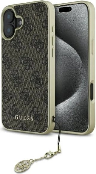 Mbështjellës Guess 4G Charms Collection për iPhone 16 Plus, Kafe Mbështjellës Guess 4G Charms Collection për iPhone 16 Plus, Kafe